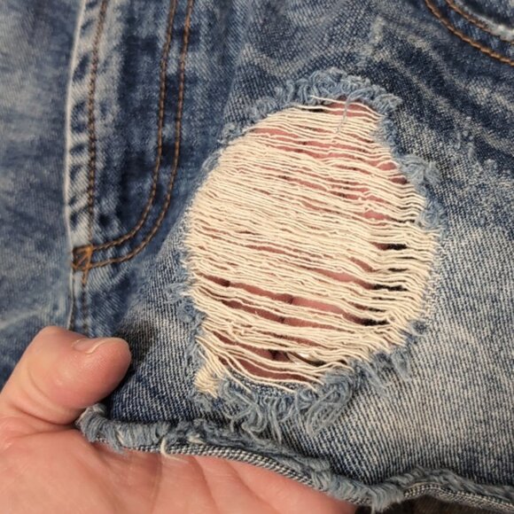 3/$20 Zara Trafaluc Denim Shorts High Rise Micro Distressed Ripped Jean Cut Off - Picture 6 of 10